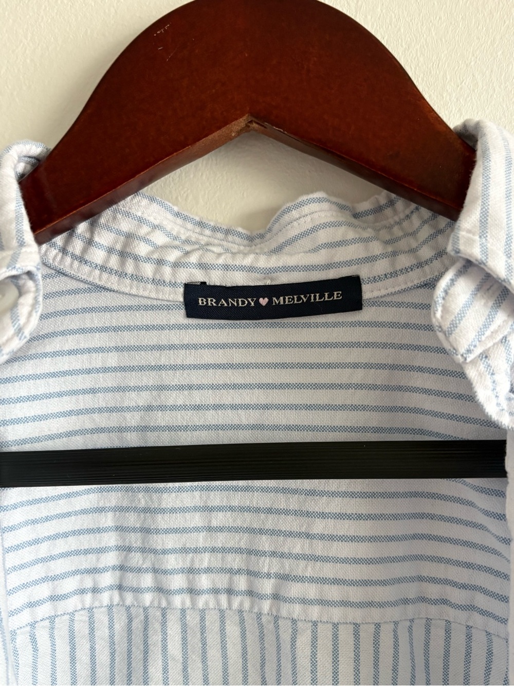 Brandy Melville Light Blue and White Striped Shirt - Picture 2 of 2